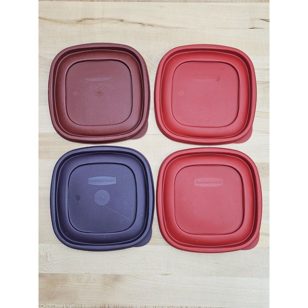 LOT Of 4 Rubbermaid Easy Find 6 1/2" Red & Purple Replacement Lids 7J64